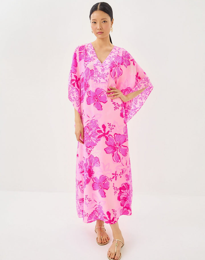 Levy Silk Maxi Caftan - Parigi Pink Supporting Squad
