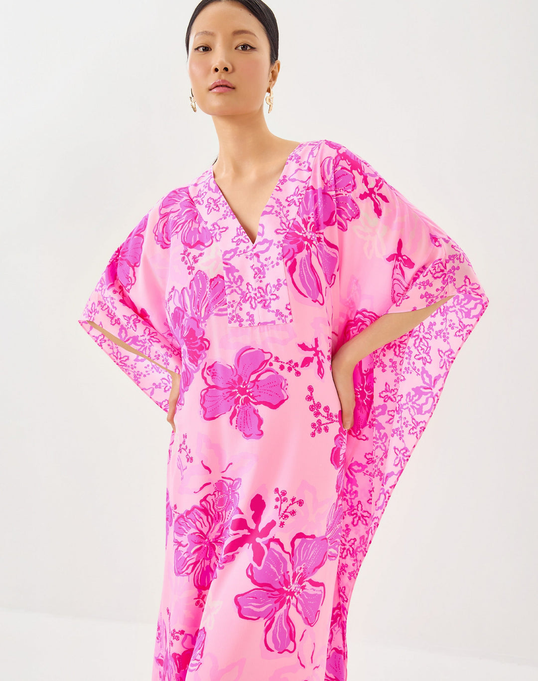 Levy Silk Maxi Caftan - Parigi Pink Supporting Squad