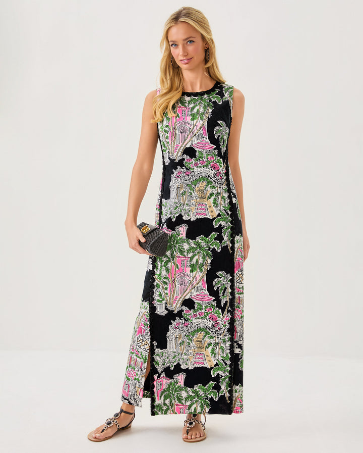 Darlene Stretch Maxi Shift - Onyx Oversized Pb Anniversary Toile