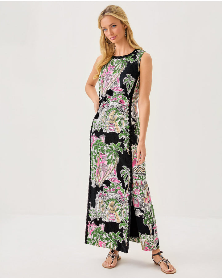 Darlene Stretch Maxi Shift - Onyx Oversized Pb Anniversary Toile