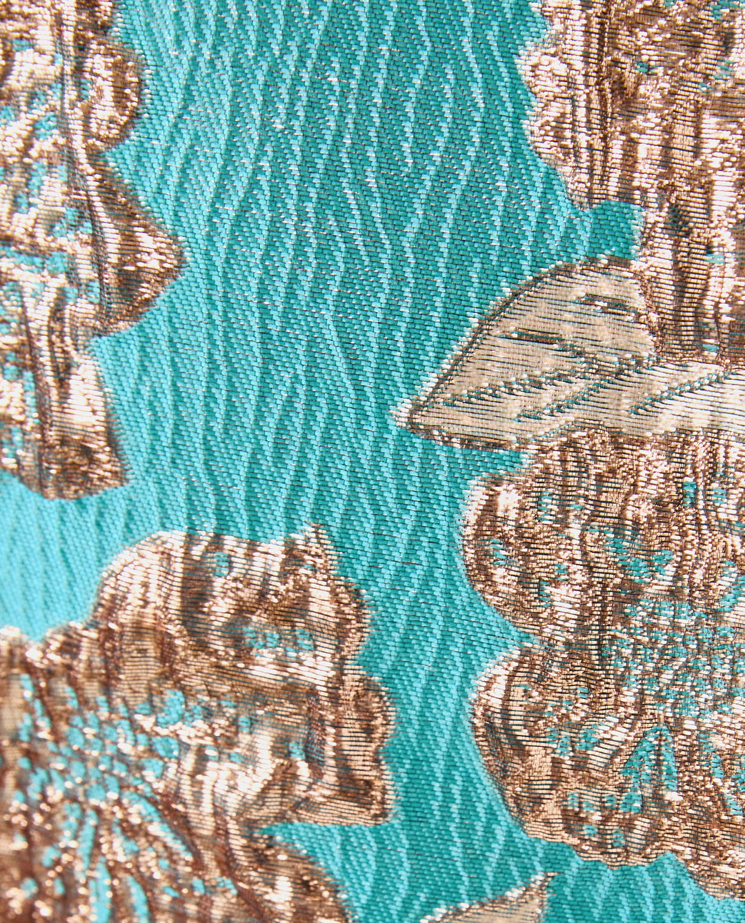 Annaleese Sleeveless Crop Top - Tangier Teal Floral Fling Metallic Jacquard