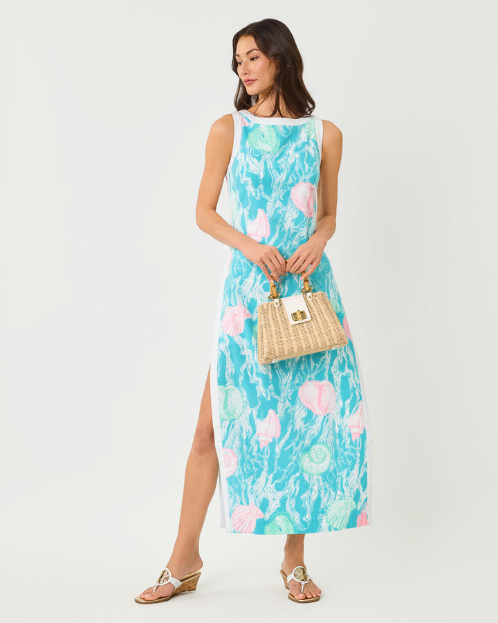 Eleanora Maxi Shift Romper - Capri Blue Oversized Shelden