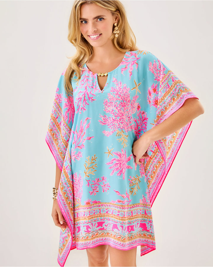 Lindamarie Silk Caftan - Multi Royal Coral