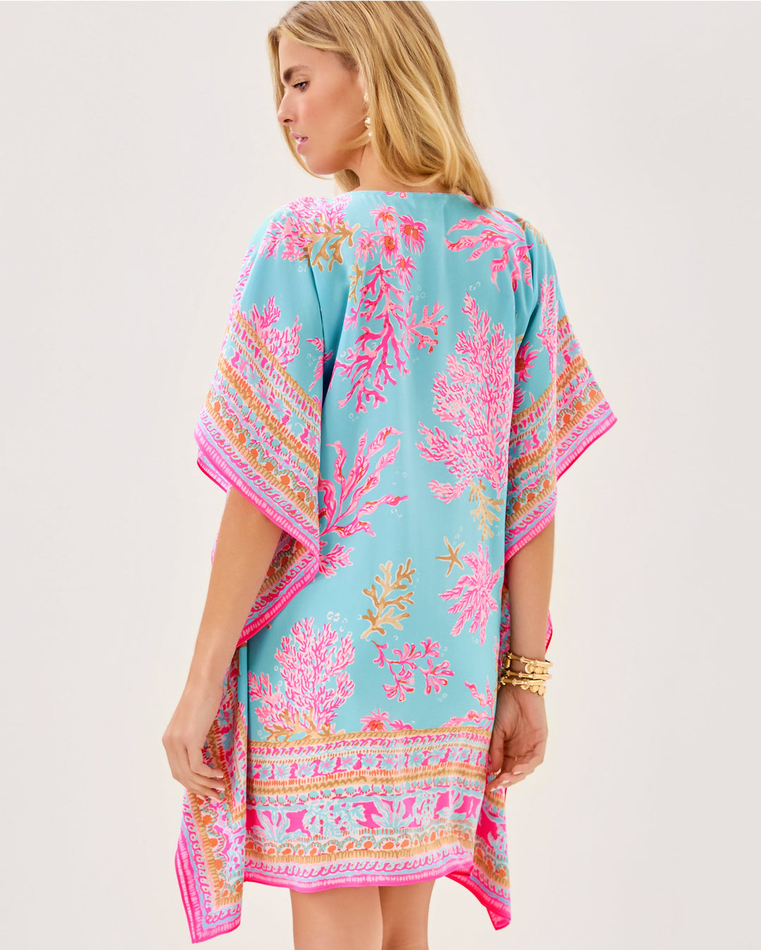Lindamarie Silk Caftan - Multi Royal Coral