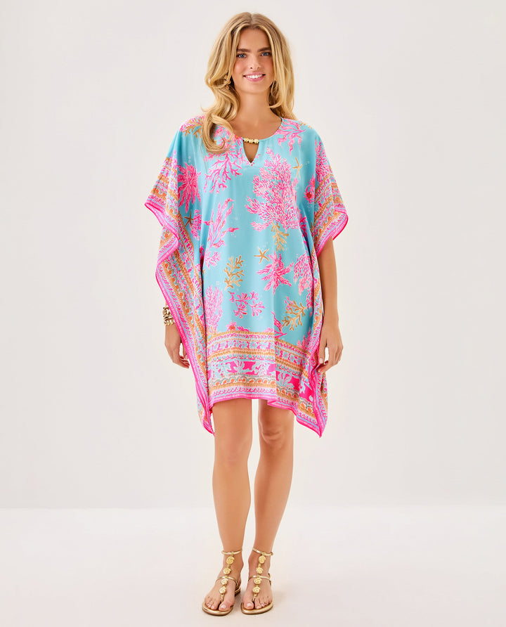 Lindamarie Silk Caftan - Multi Royal Coral