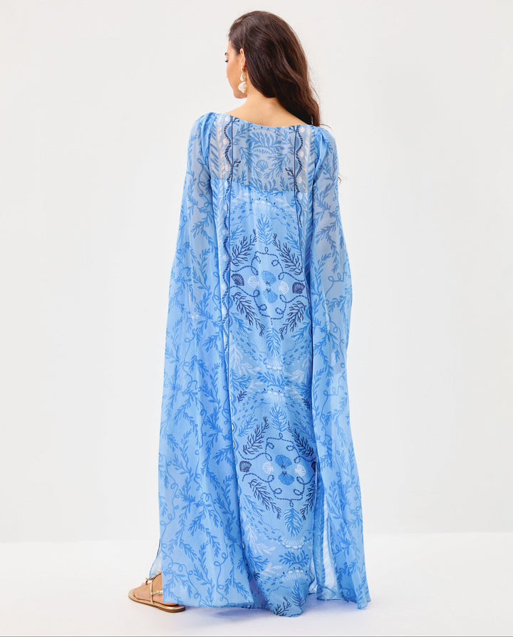 Kingston Silk Maxi Caftan - Jacaranda Blue Knotty And Nice