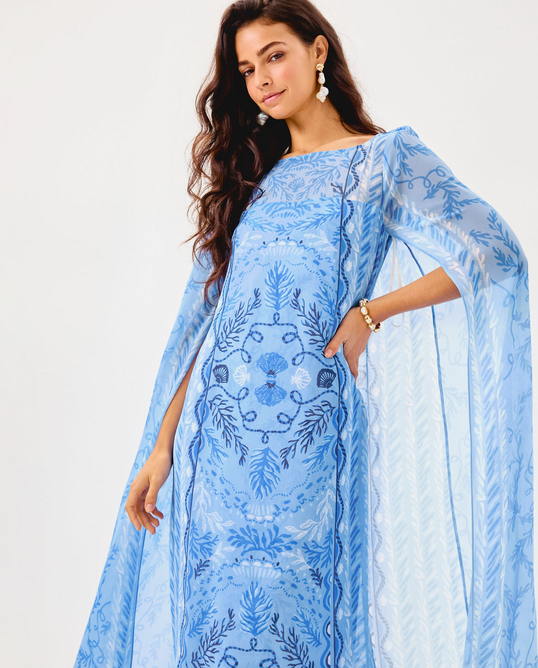 Kingston Silk Maxi Caftan - Jacaranda Blue Knotty And Nice