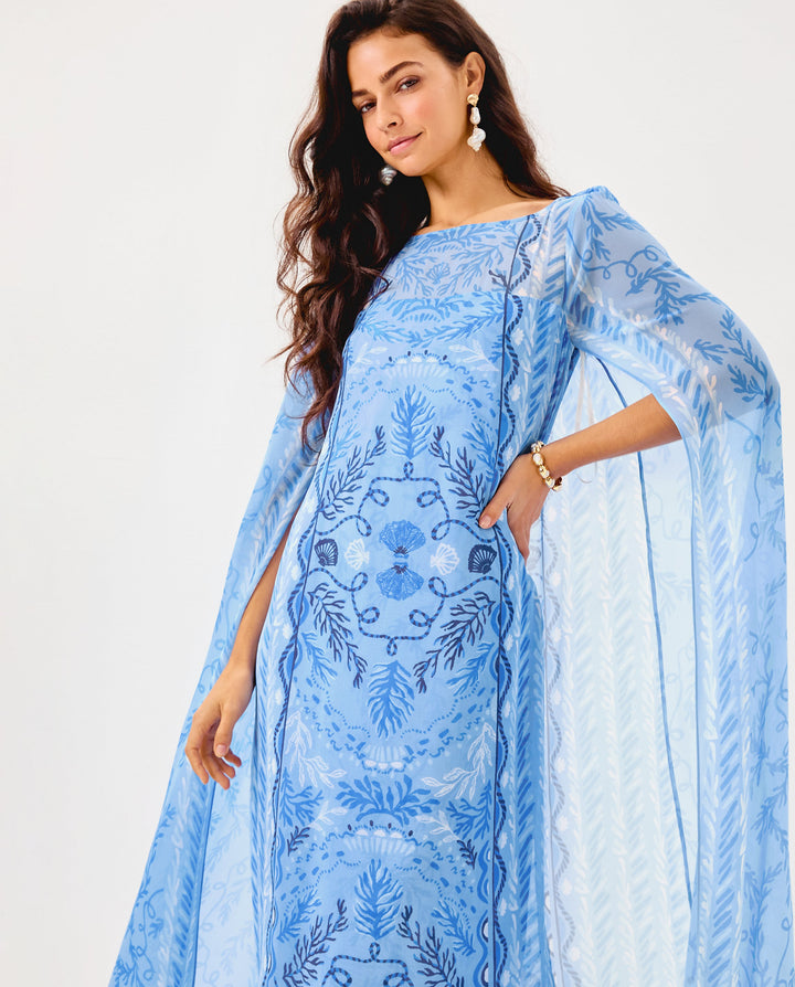 Kingston Silk Maxi Caftan - Jacaranda Blue Knotty And Nice