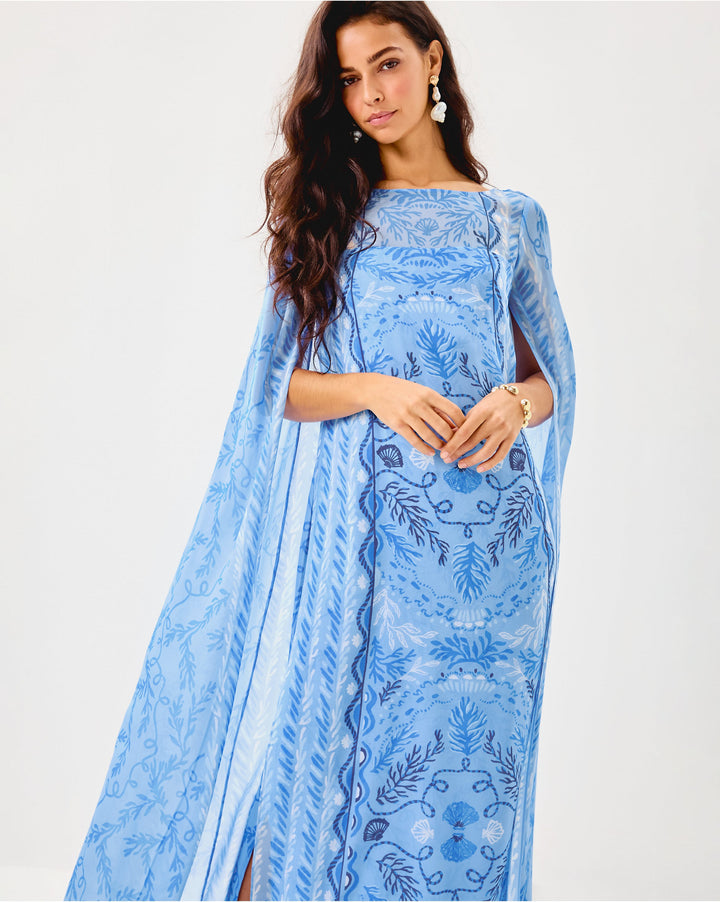 Kingston Silk Maxi Caftan - Jacaranda Blue Knotty And Nice