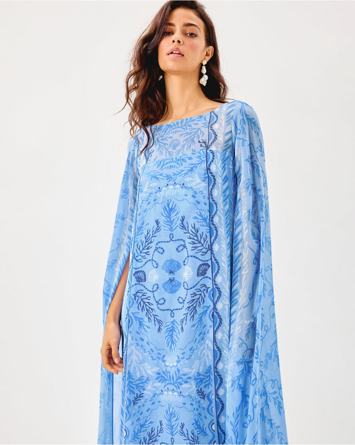 Kingston Silk Maxi Caftan - Jacaranda Blue Knotty And Nice