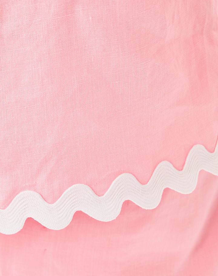 Nik Ric Rac Trim Short Sleeve Cropped Top - Conch Shell Pink