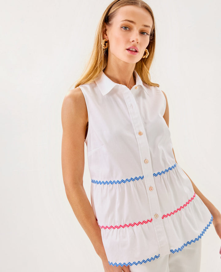 Breah Sleeveless Button Down Shirt - Resort White