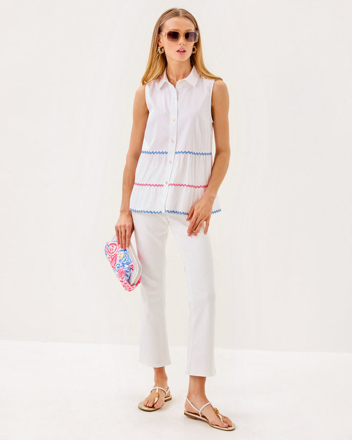 Breah Sleeveless Button Down Shirt - Resort White