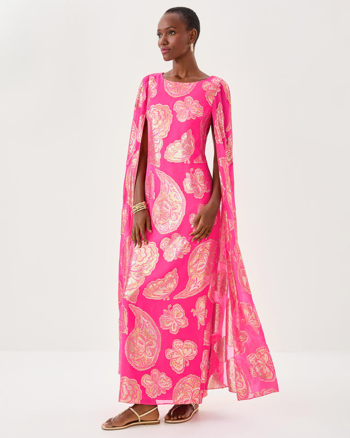 Madelyn Silk Boat Neck Maxi Caftan