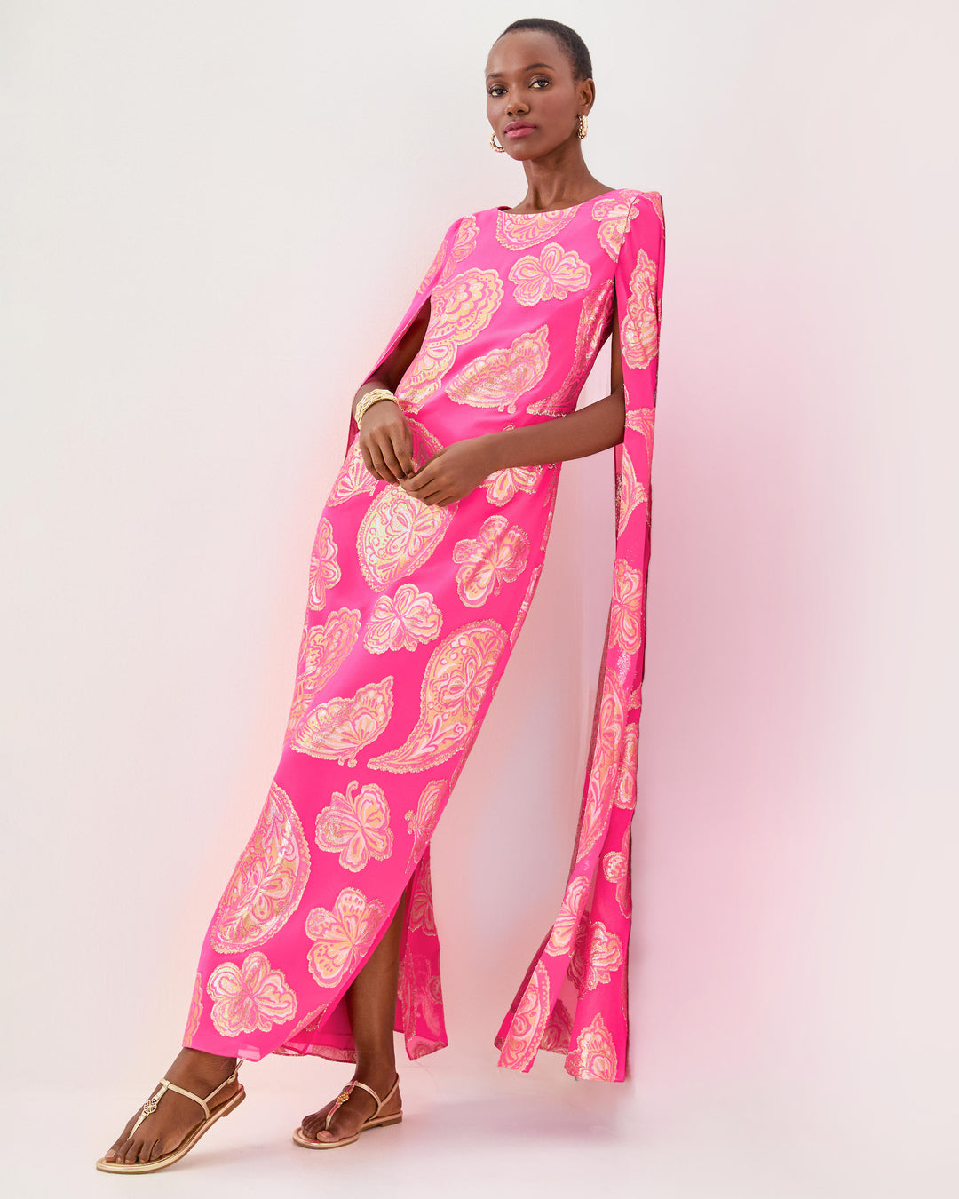 Madelyn Silk Boat Neck Maxi Caftan
