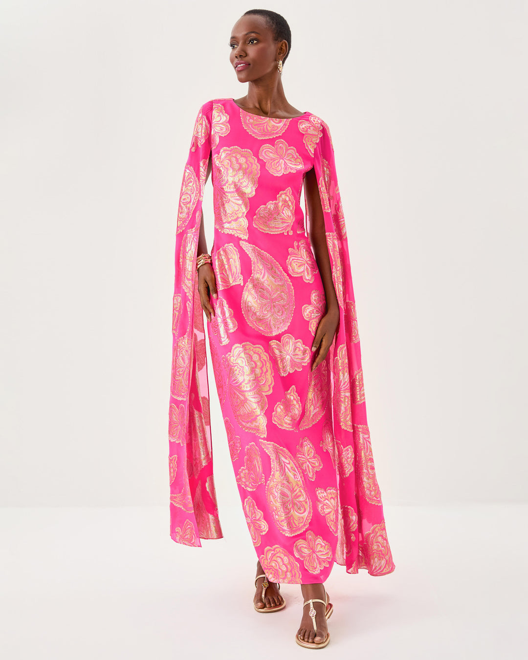 Madelyn Silk Boat Neck Maxi Caftan