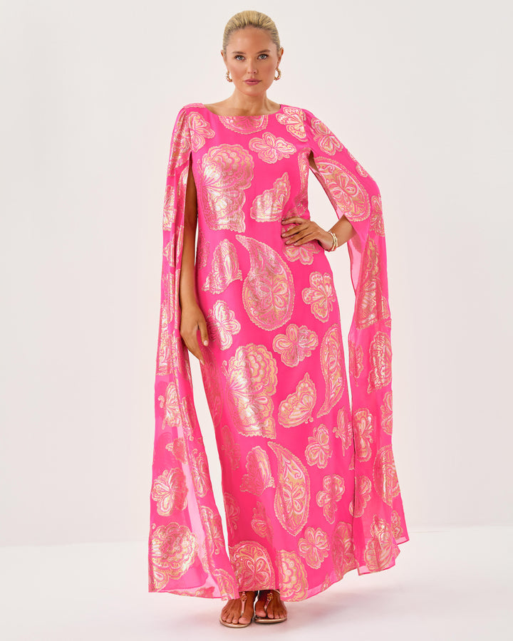 Madelyn Silk Boat Neck Maxi Caftan
