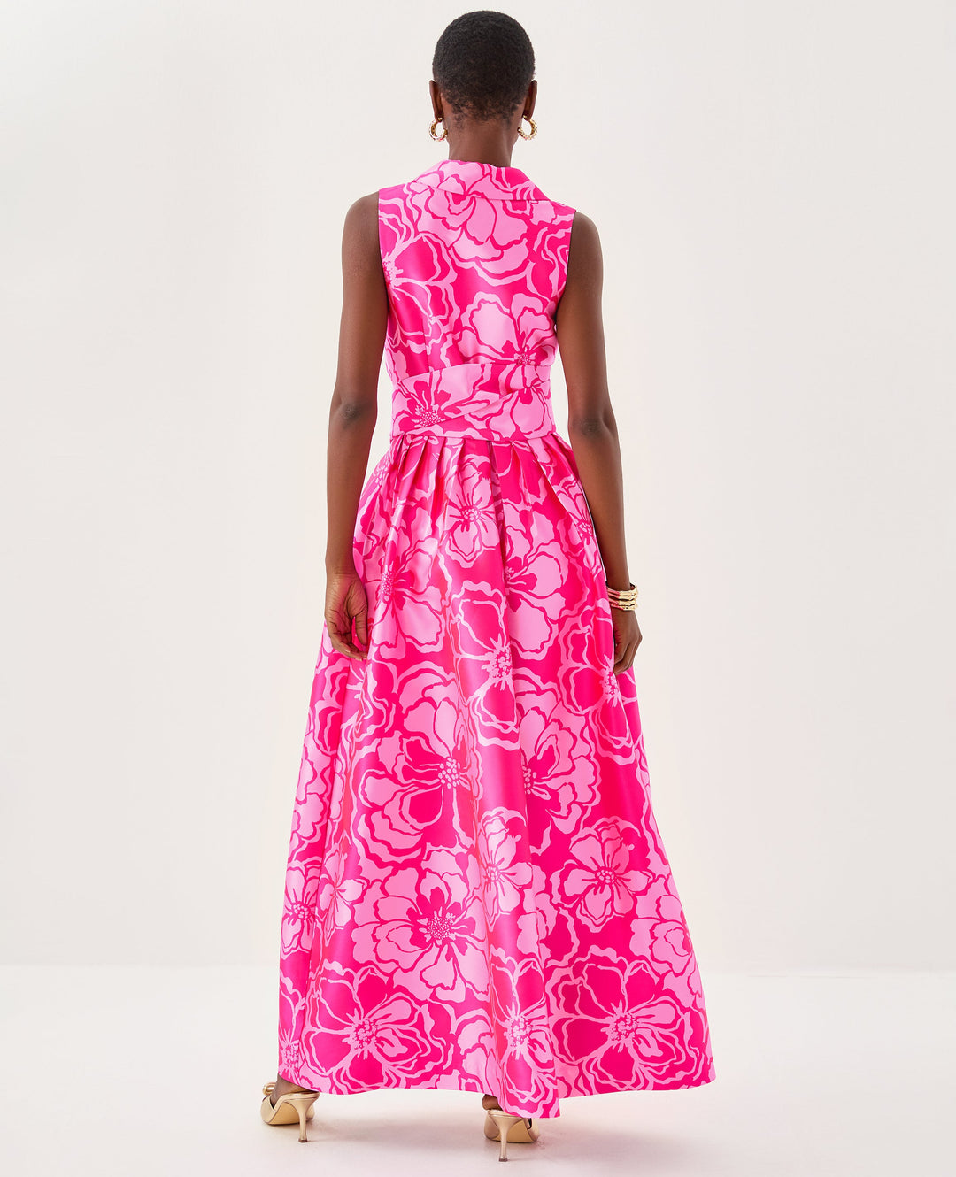 Marria Maxi Dress - Parigi Pink Go Big Satin Jacquard