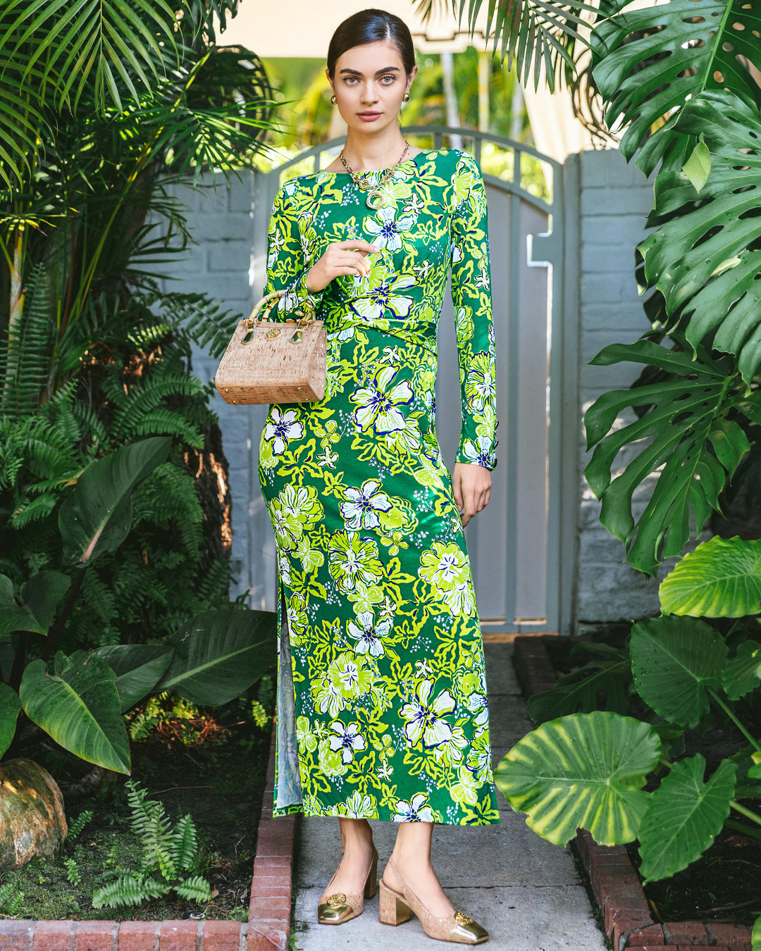 Alessani Maxi Dress - Fiddle Leaf Green Once And Floral