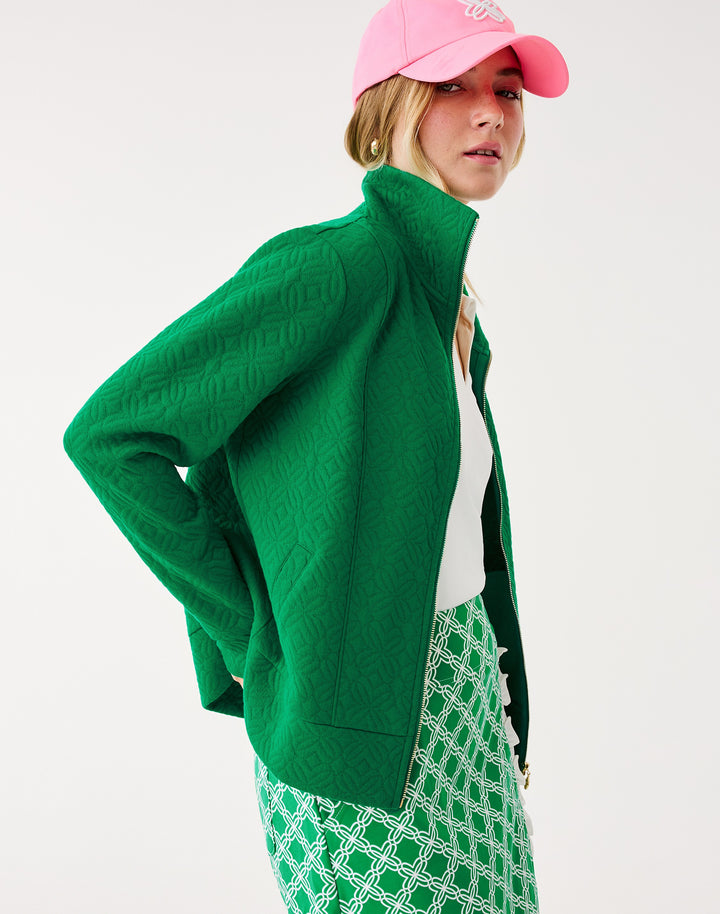 Eleni Zip-up Jacket - Bamboo Green Butterfly