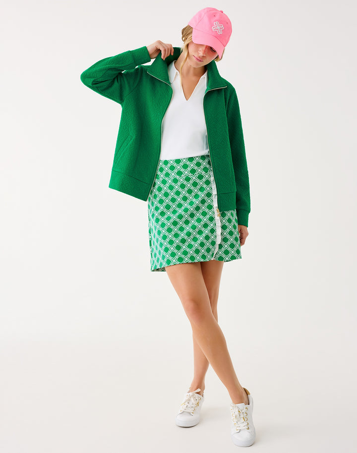 Eleni Zip-up Jacket - Bamboo Green Butterfly
