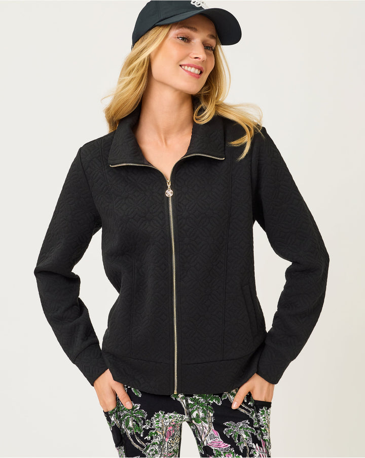 Eleni Zip-up - Noir Butterfly Quilted Knit