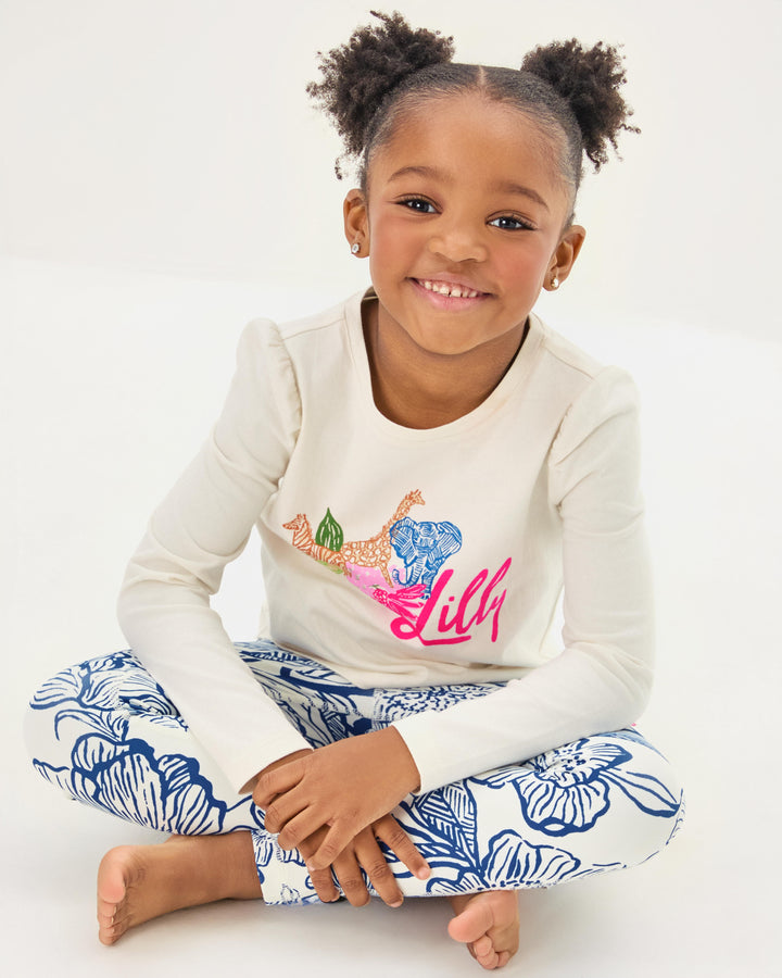 Girls Mini Jansen Long Sleeve Top - Multi Endless Animals Summer Graphic