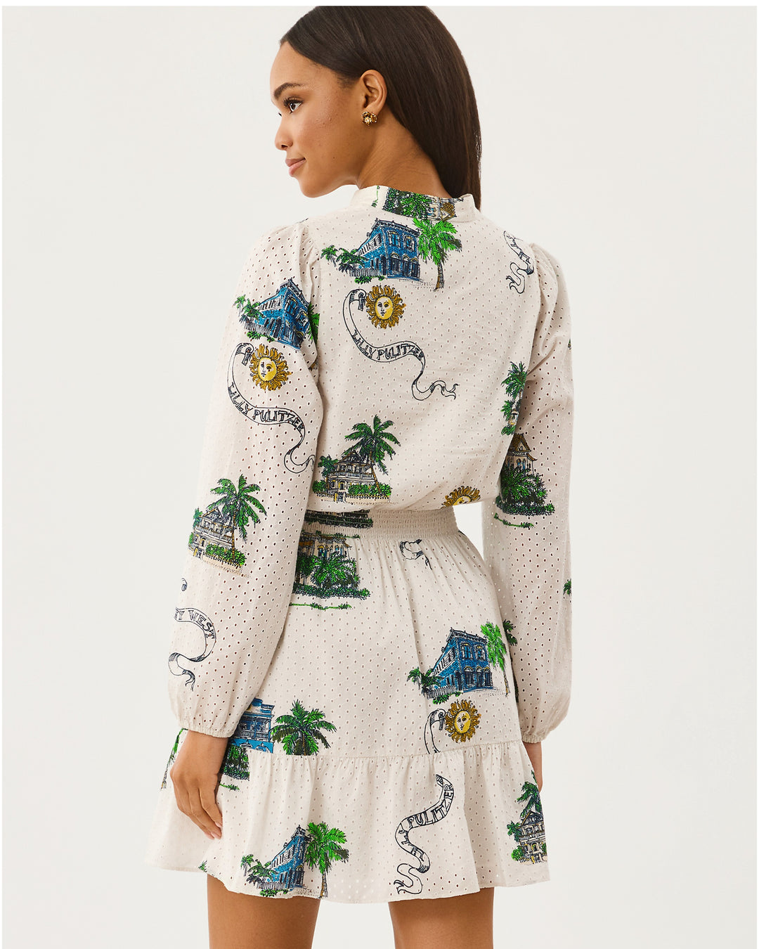 Axton Eyelet Dress - Coconut Key West Toile