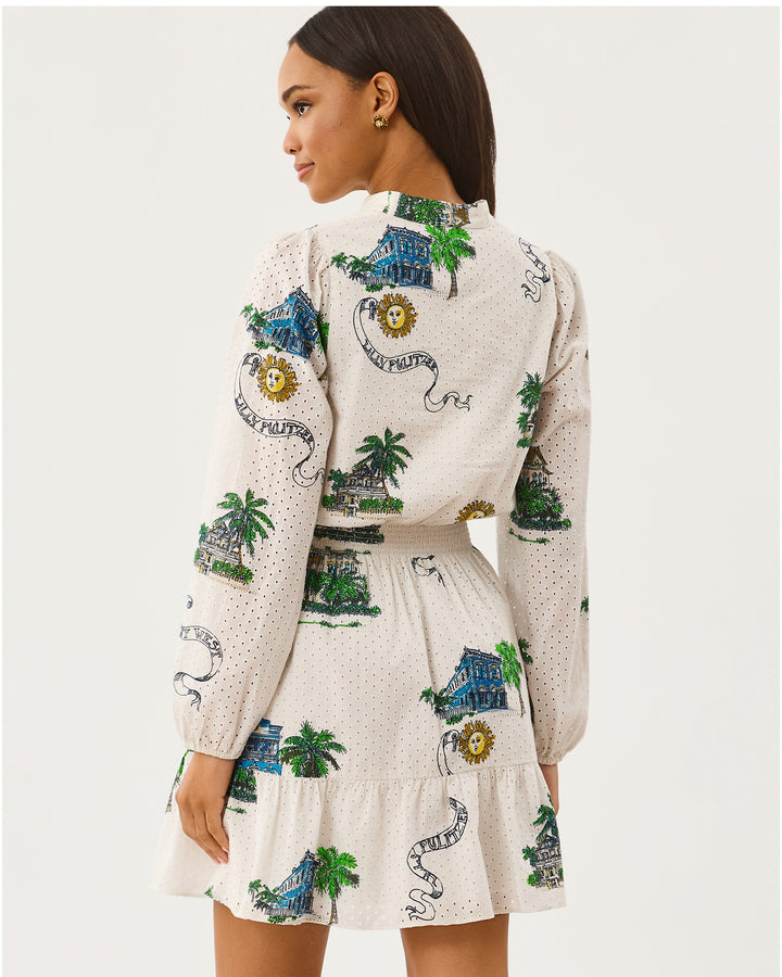 Axton Eyelet Dress - Coconut Key West Toile
