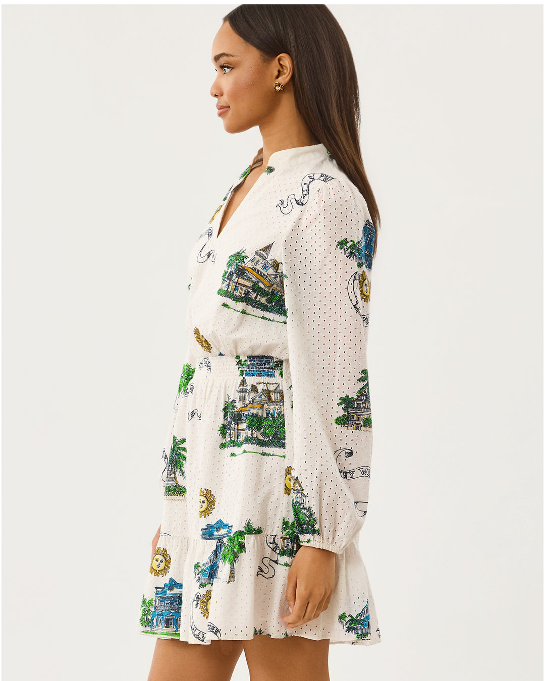 Axton Eyelet Dress - Coconut Key West Toile