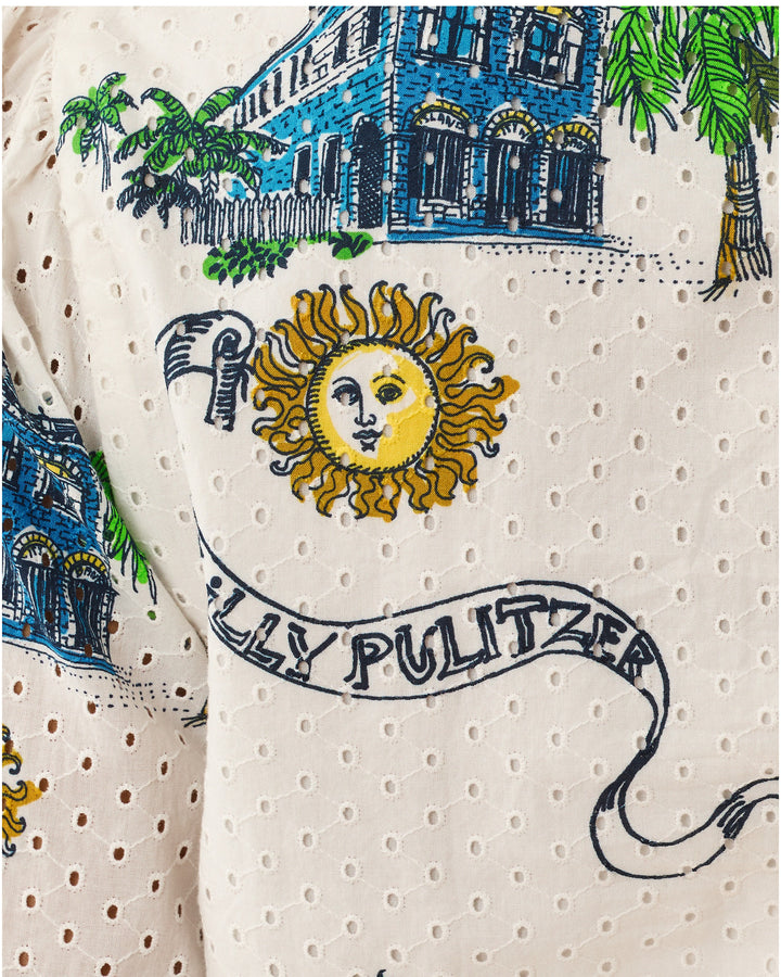 Axton Eyelet Dress - Coconut Key West Toile