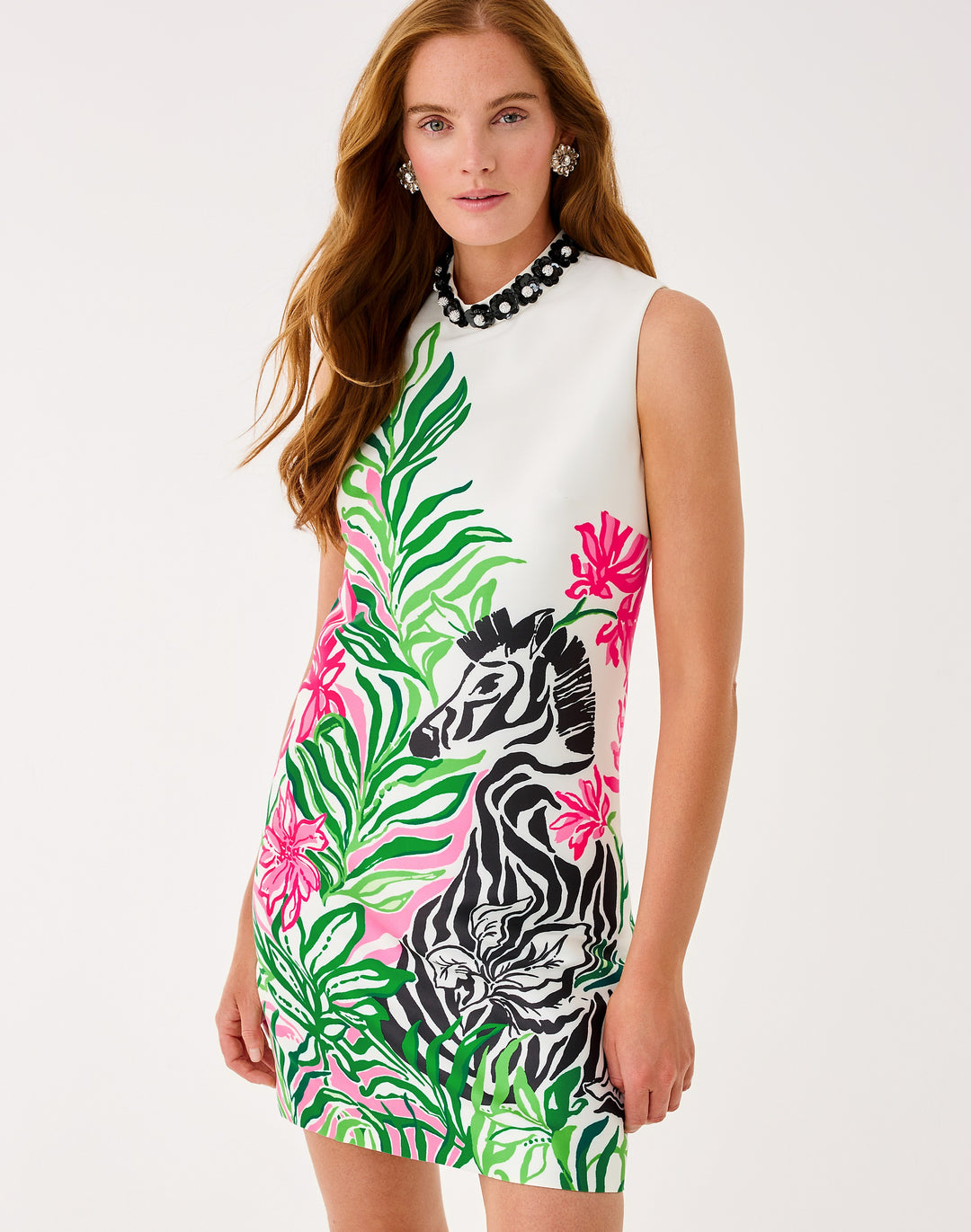 Kathani Stretch Dress - Coconut Prancing