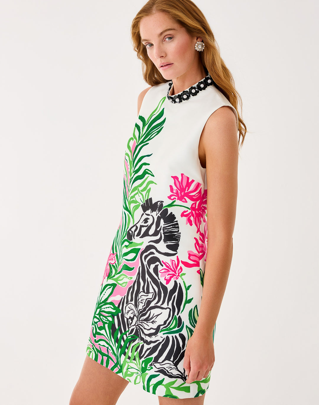 Kathani Stretch Dress - Coconut Prancing