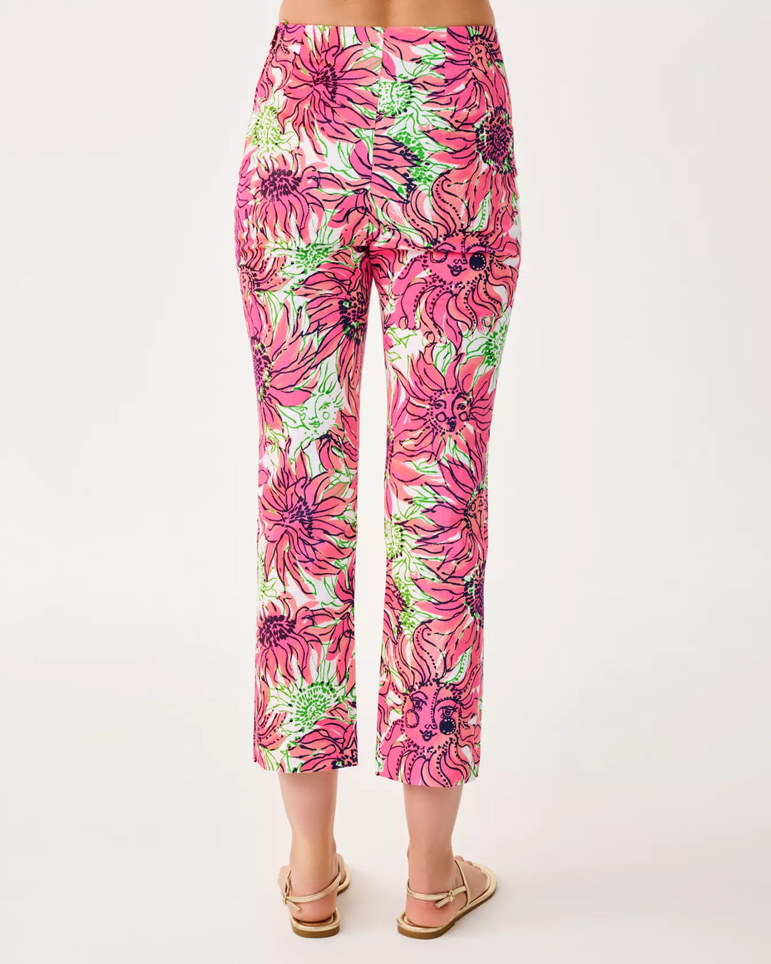 Floral patterned pants on a white background