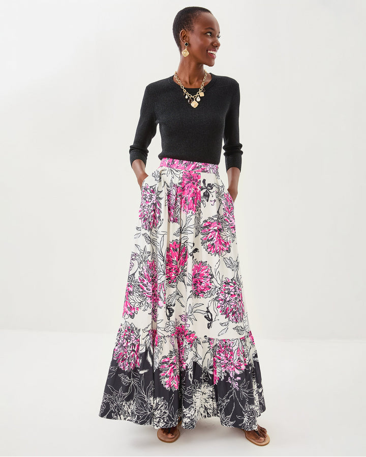 Inaya Maxi Skirt - Coconut All Dahled Up Engineered Skirt