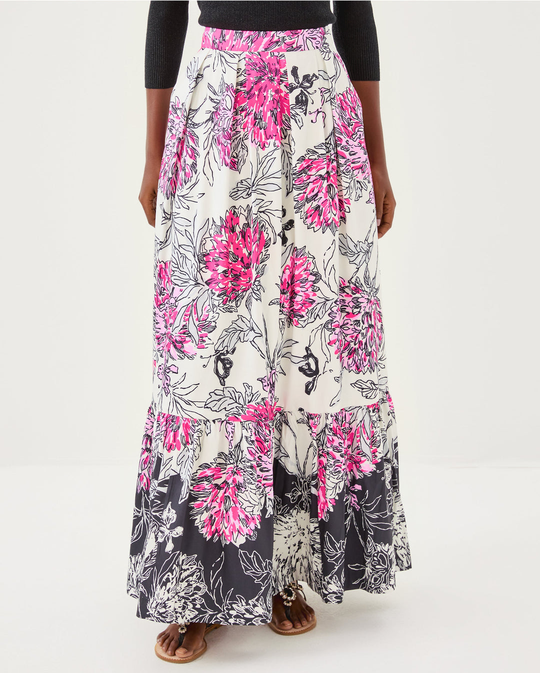 Inaya Maxi Skirt - Coconut All Dahled Up Engineered Skirt