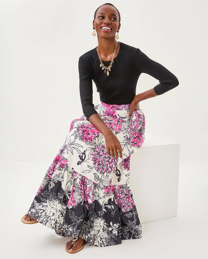 Inaya Maxi Skirt - Coconut All Dahled Up Engineered Skirt