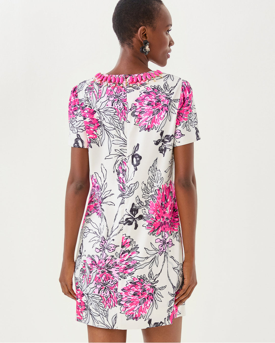 Olive Stretch Shift Dress - Coconut All Dahled Up Luxe