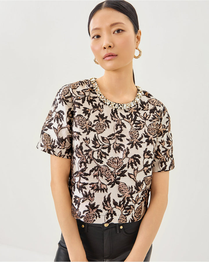 Folie Cropped Top - Noir Pineapple Puff