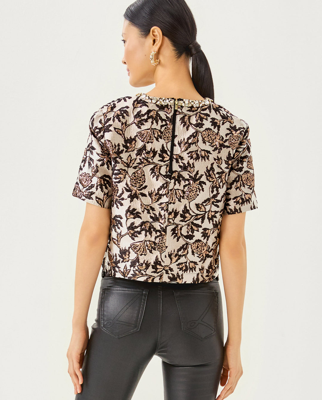 Folie Cropped Top - Noir Pineapple Puff
