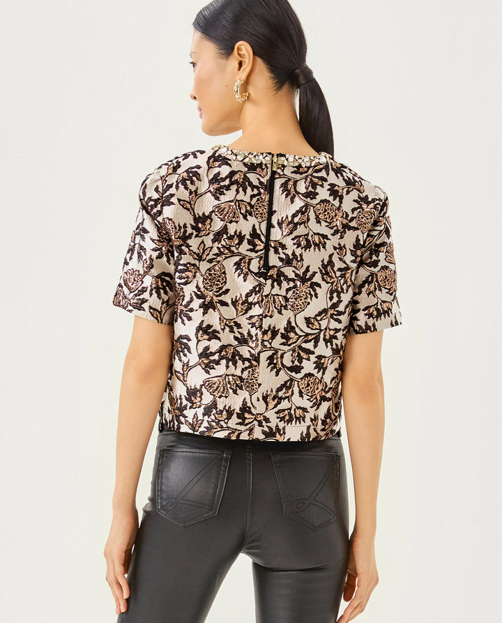 Folie Cropped Top - Noir Pineapple Puff