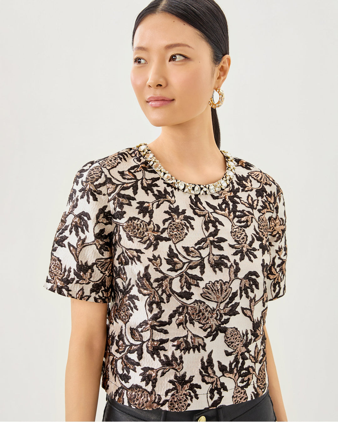 Folie Cropped Top - Noir Pineapple Puff