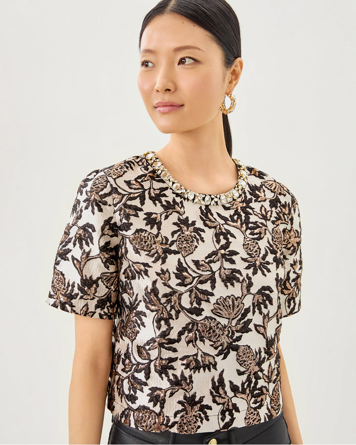 Folie Cropped Top - Noir Pineapple Puff