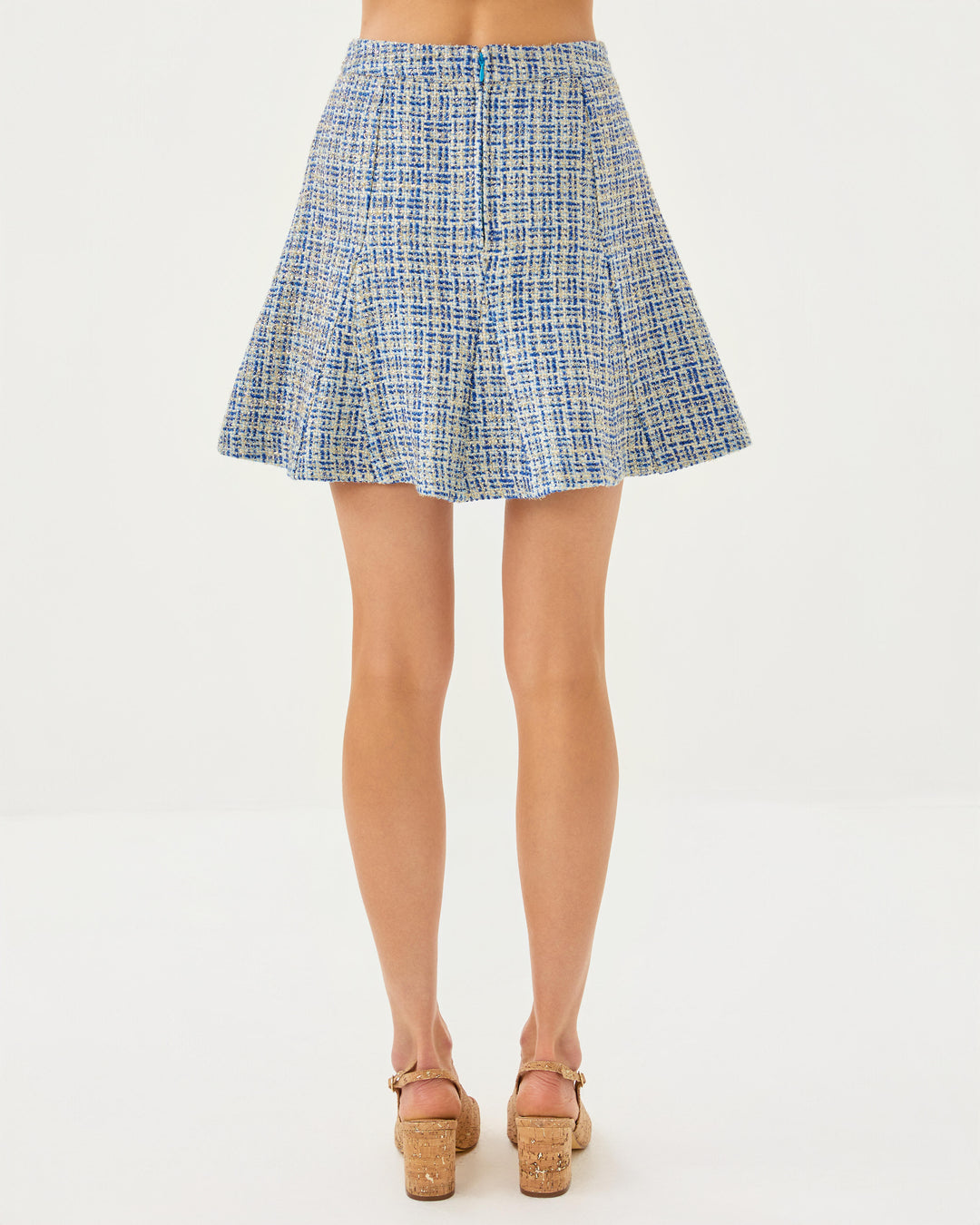 Cammi Boucle Mini Skirt - Tangier Teal Ocean Deep Lurex Boucle