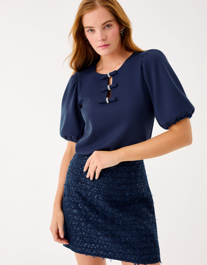 Kels Boucle Mini Skirt - Low Tide Navy After Party