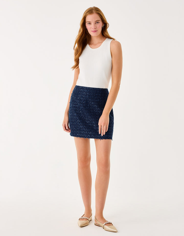 Kels Boucle Mini Skirt - Low Tide Navy After Party
