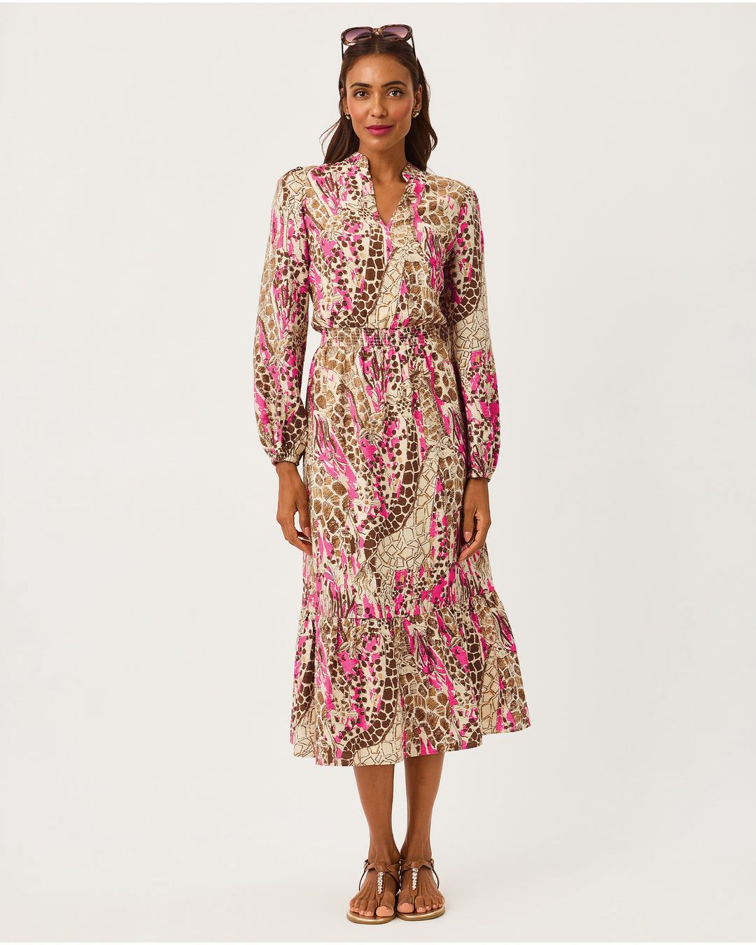 Axton Midi Dress - Pink Aster Sketching