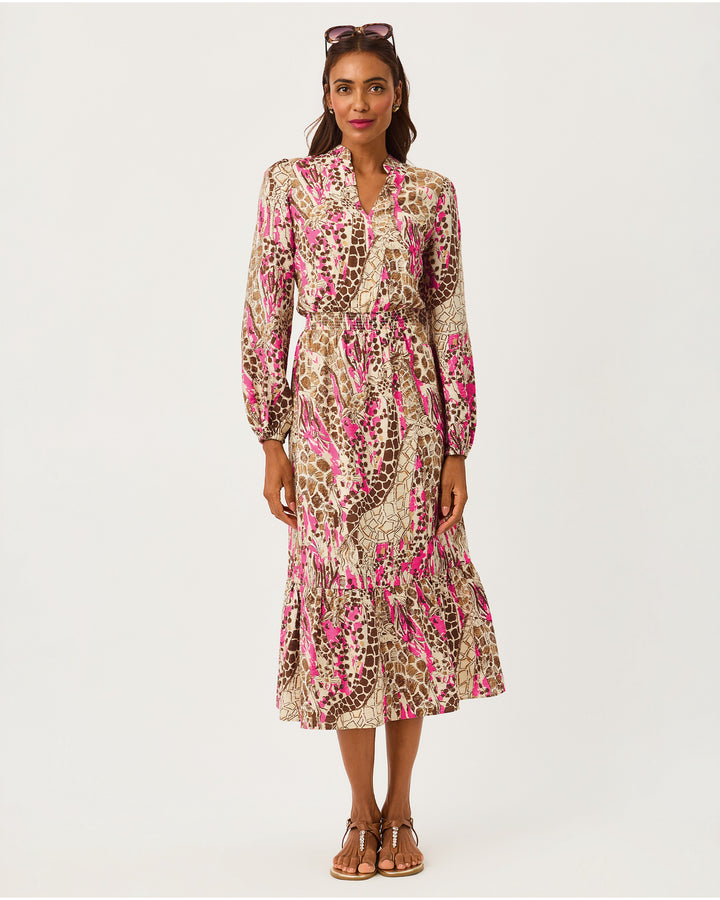 Axton Midi Dress - Pink Aster Sketching