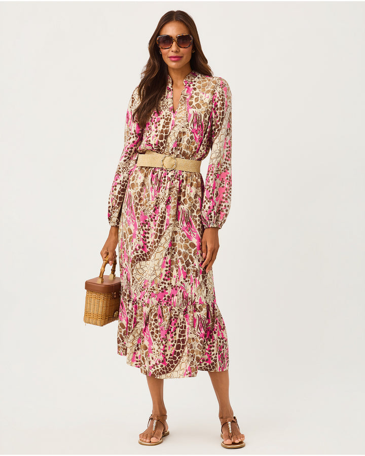 Axton Midi Dress - Pink Aster Sketching
