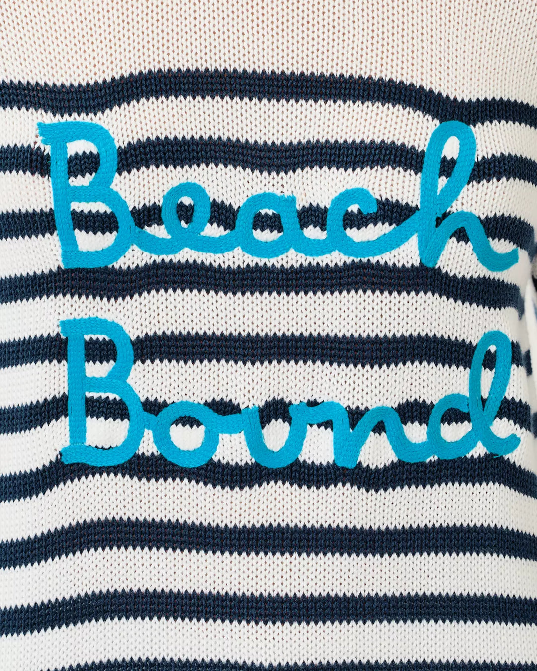 Navy and white striped fabric with &